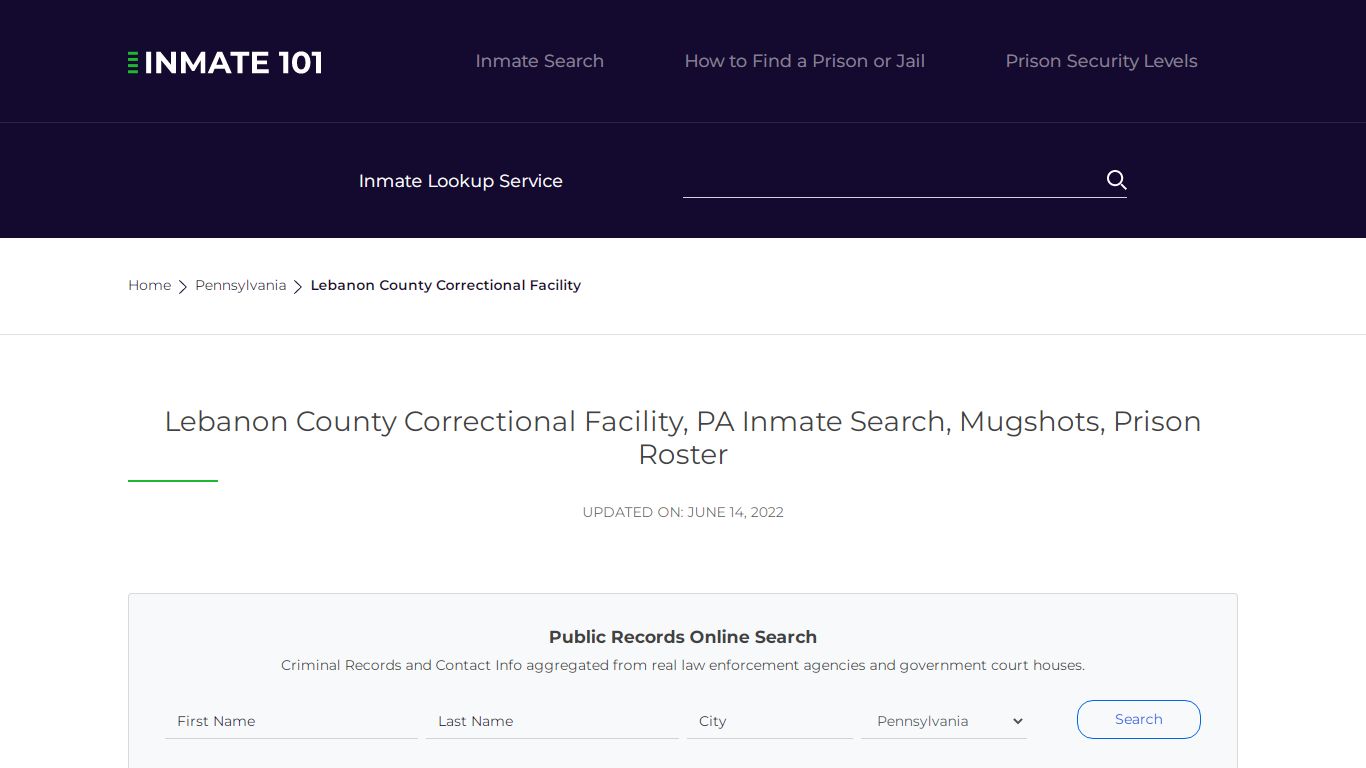 Lebanon County Correctional Facility, PA Inmate Search ...