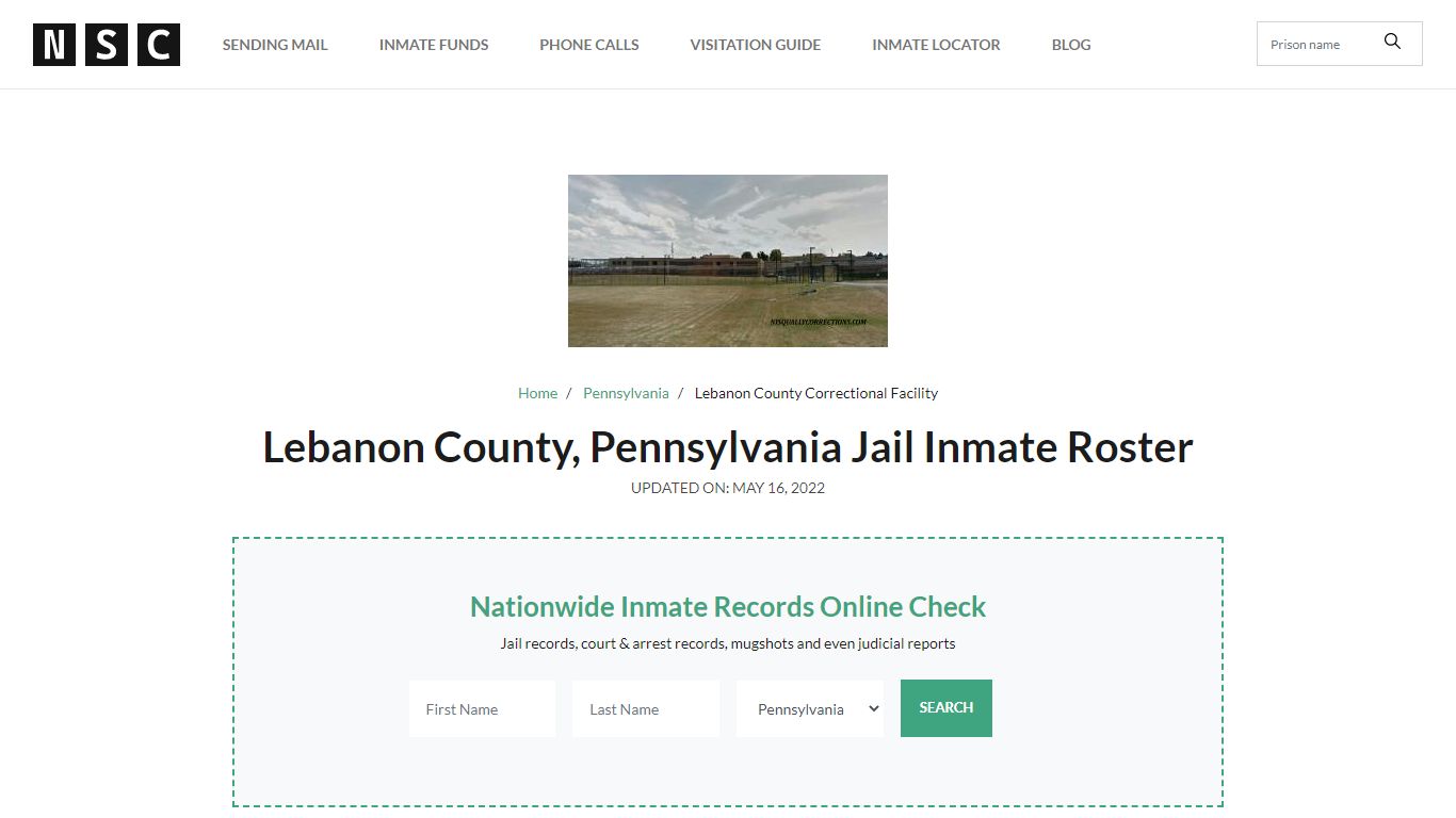 Lebanon County, Pennsylvania Jail Inmate List